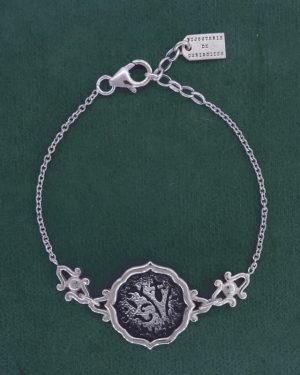 Bracelet rond à motifs de fleurs de lys et arabesques, en argent 925 fait main | Res Mirum