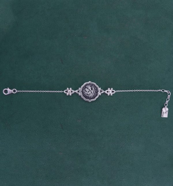 Bracelet rond à motifs de fleurs de lys et arabesques, en argent 925 fait main | Res Mirum