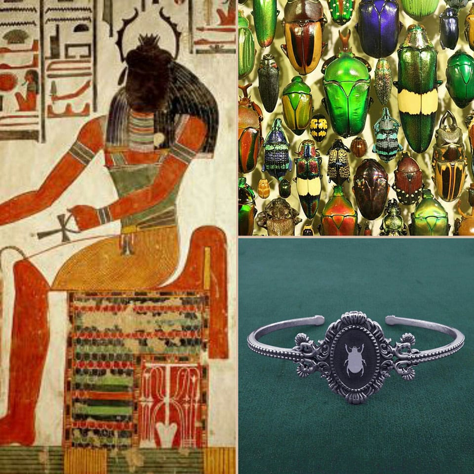 Ambiance du bracelet scarabée Anoplotrupes inspiré des muséums & de Khépri, dieu égyptien